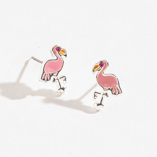Pink Flamingo Stud Earrings
