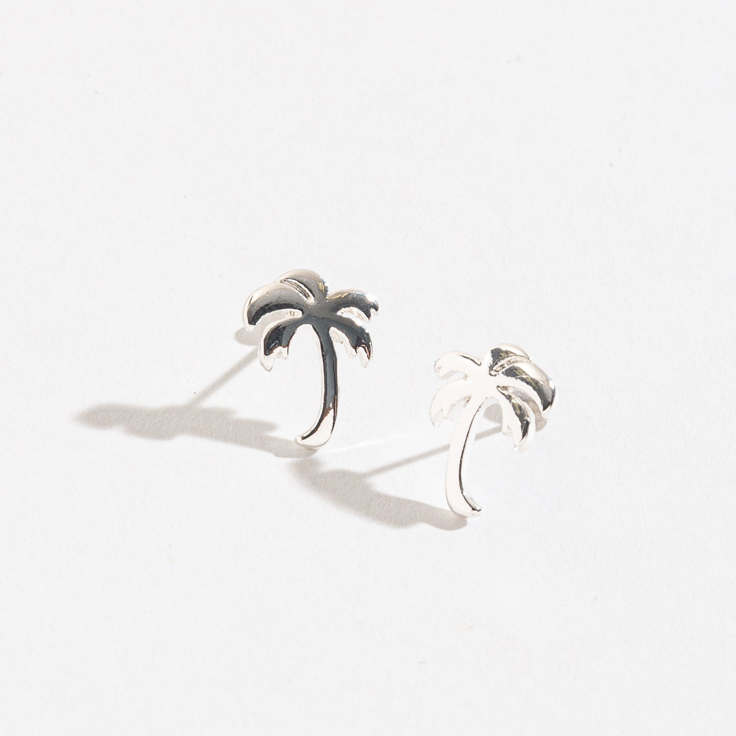 Silver Palm Tree Stud Earrings