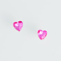 Ear Sense Pink Crystal Heart Stud Earrings