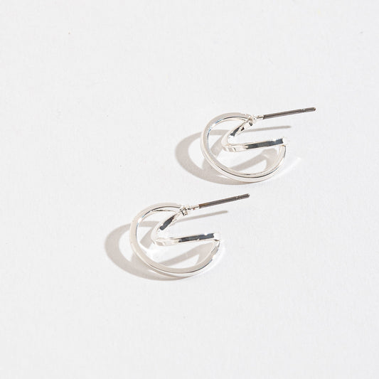 Silver Double Hoop Earrings
