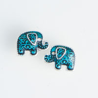 Ear Sense Silver and Turquoise Elephant Stud Earrings
