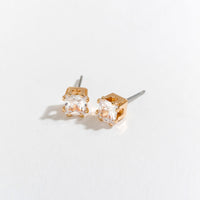 5mm Square Cubic Zirconia Stud Earrings