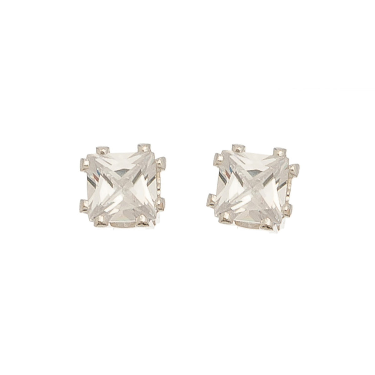 5mm Square Cubic Zirconia Stud Earrings