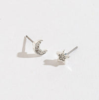 Moon & Star Pave Stud Earrings