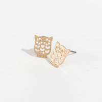 Stud Buds Gold Cutout Owl Stud Earrings