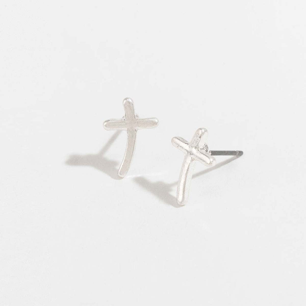 Stud Buds Silver Cross Stud Earrings