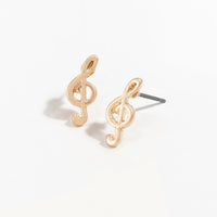 Stud Buds Gold Treble Clef Stud Earrings