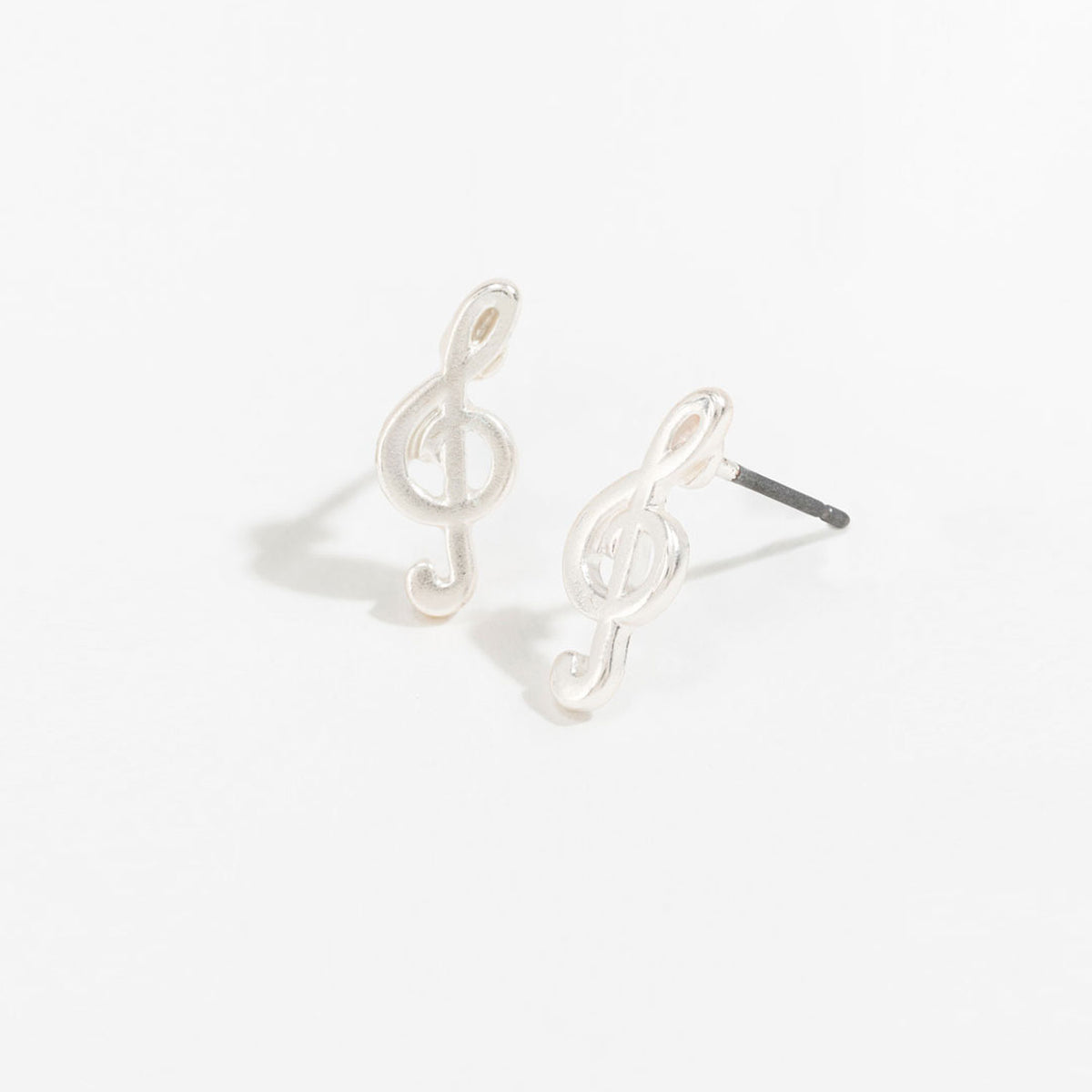 Stud Buds Silver Treble Clef Stud Earrings
