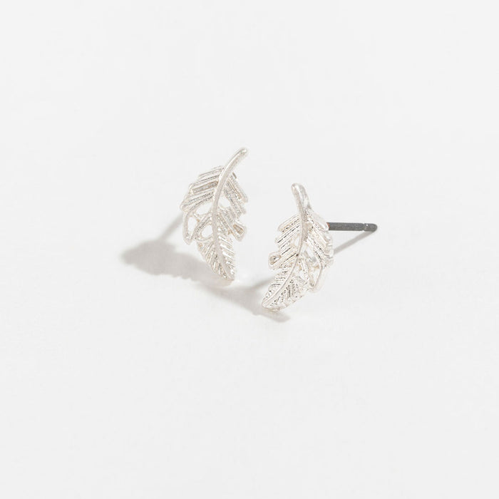Stud Buds Silver Feather Stud Earrings