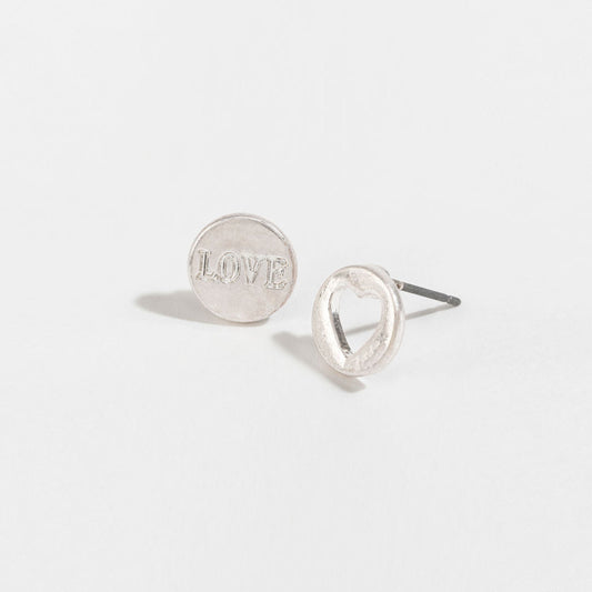 Stud Buds Silver Cutout Heart Love Stud Earrings