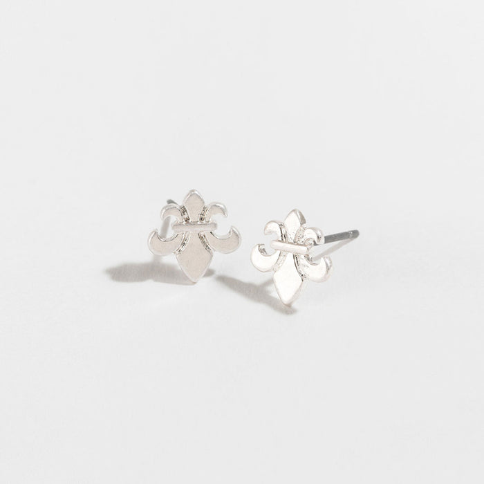 Stud Buds Silver Fleur De Lis Stud Earrings