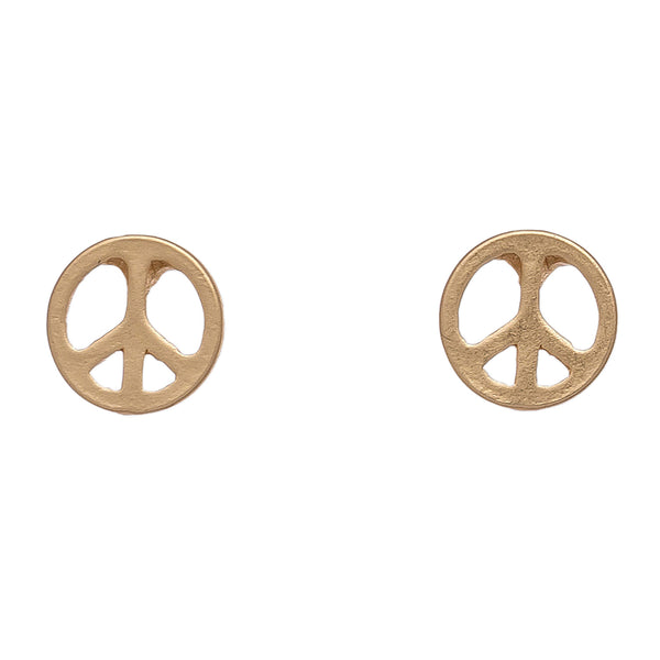 Stud Buds Gold Peace Sign Stud Earrings