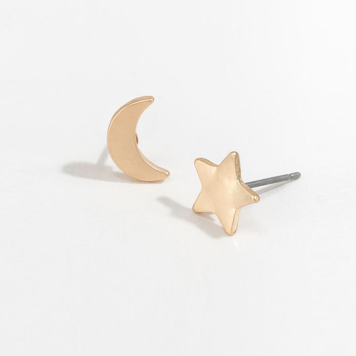 Stud Buds Gold Moon/Star Stud Earrings