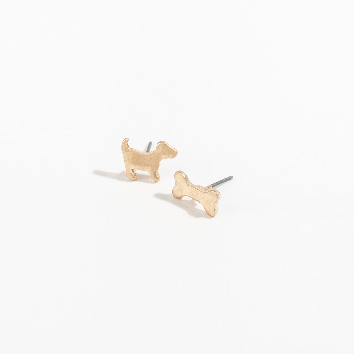Stud Buds Gold Dog/Bone Stud Earrings