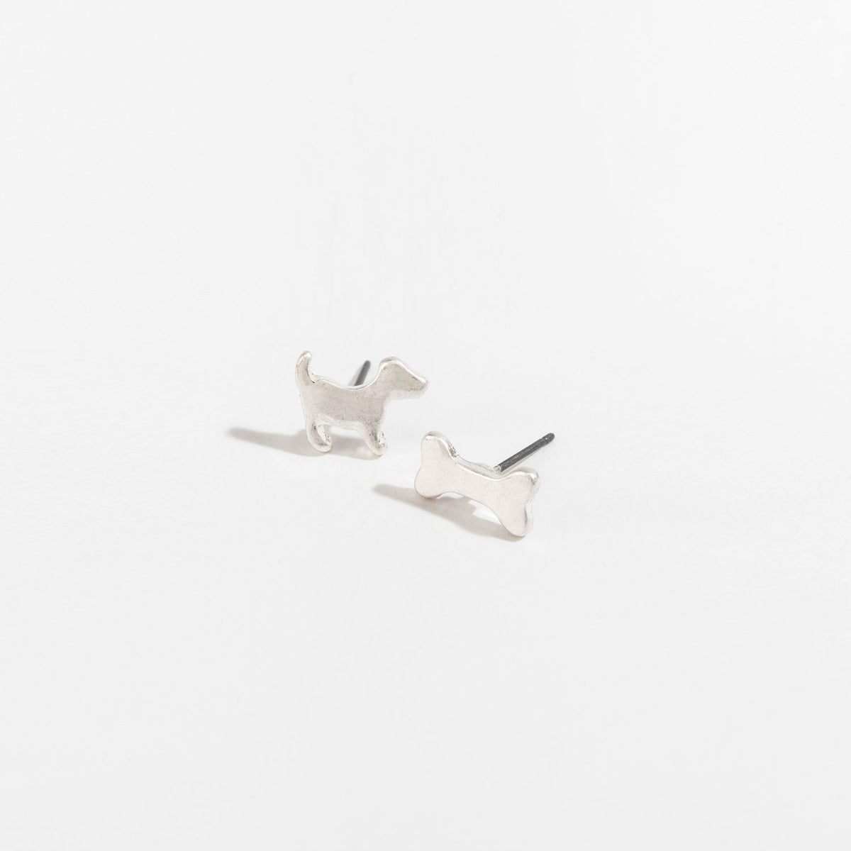 Stud Buds Silver Dog/Bone Stud Earrings