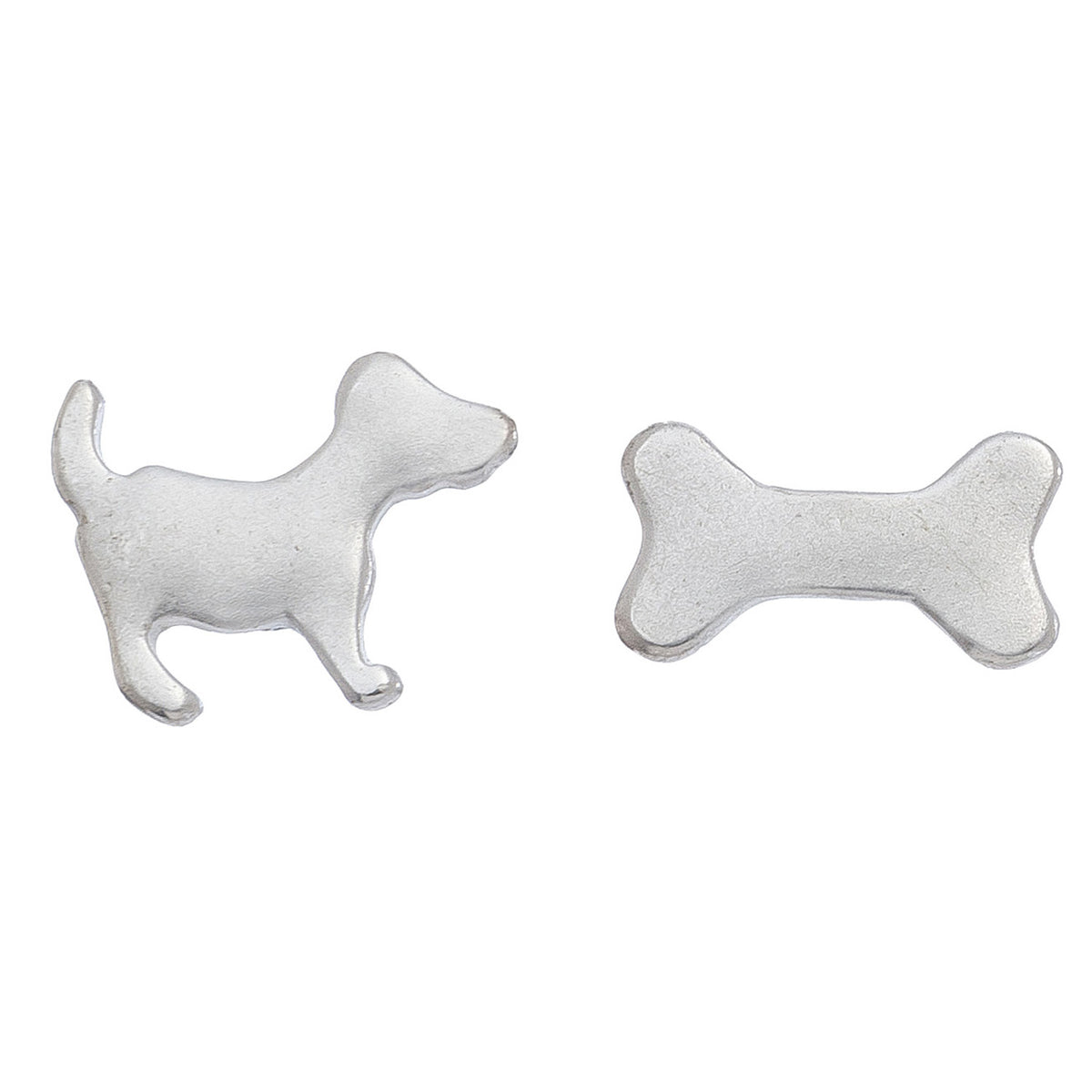 Stud Buds Silver Dog/Bone Stud Earrings