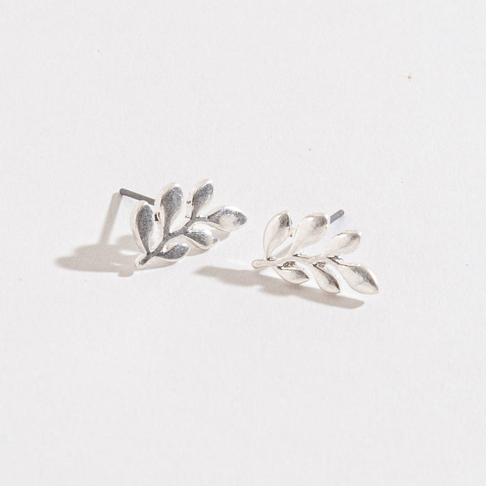 Leaf Silver Stud Buds Earrings