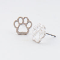 Paw Silver Stud Bud Earrings