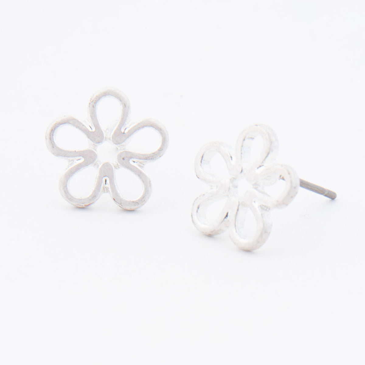 Flower Silver Stud Bud Earrings