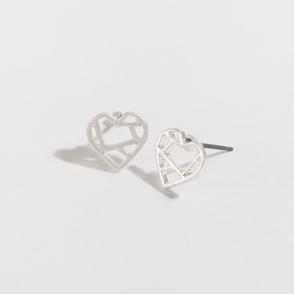 Heart Silver Stud Buds Earrings