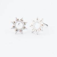 Sun Silver Stud Bud Earrings