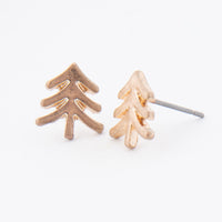 Tree Gold Stud Bud Earrings