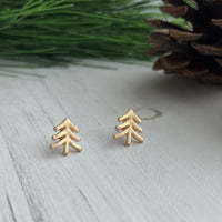 Tree Gold Stud Bud Earrings
