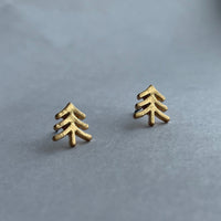 Tree Gold Stud Bud Earrings