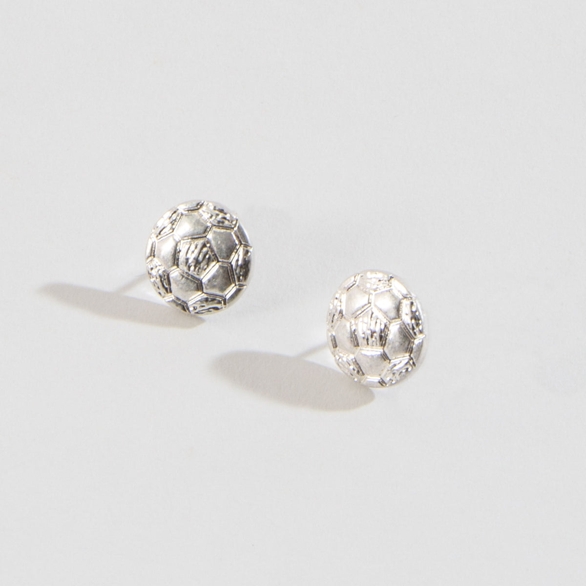 Stud Buds Silver Soccer Ball Stud Earrings