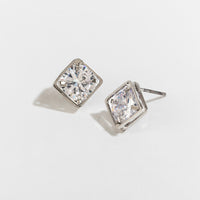 Dazzler Cubic Zirconia Diamond Frame Stud Earrings
