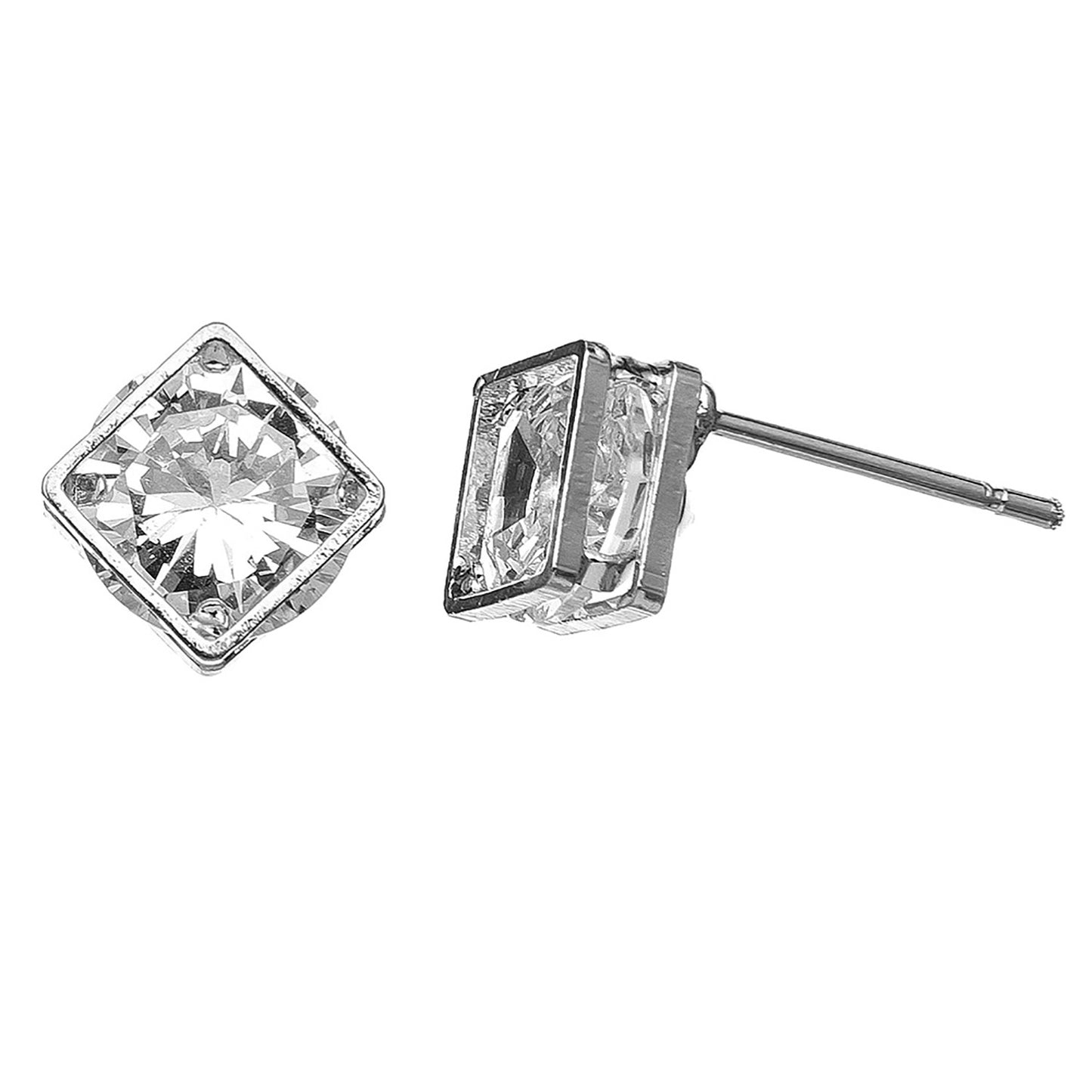 Cubic Zirconia Diamond Frame Stud Earrings