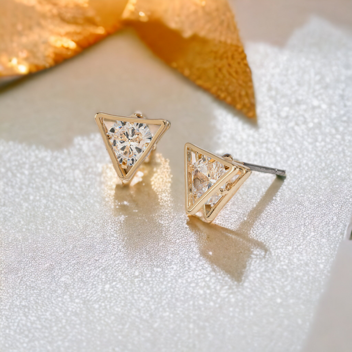 Dazzler Cubic Zirconia Triangle Frame Stud Earrings