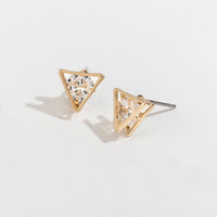 Dazzler Cubic Zirconia Triangle Frame Stud Earrings