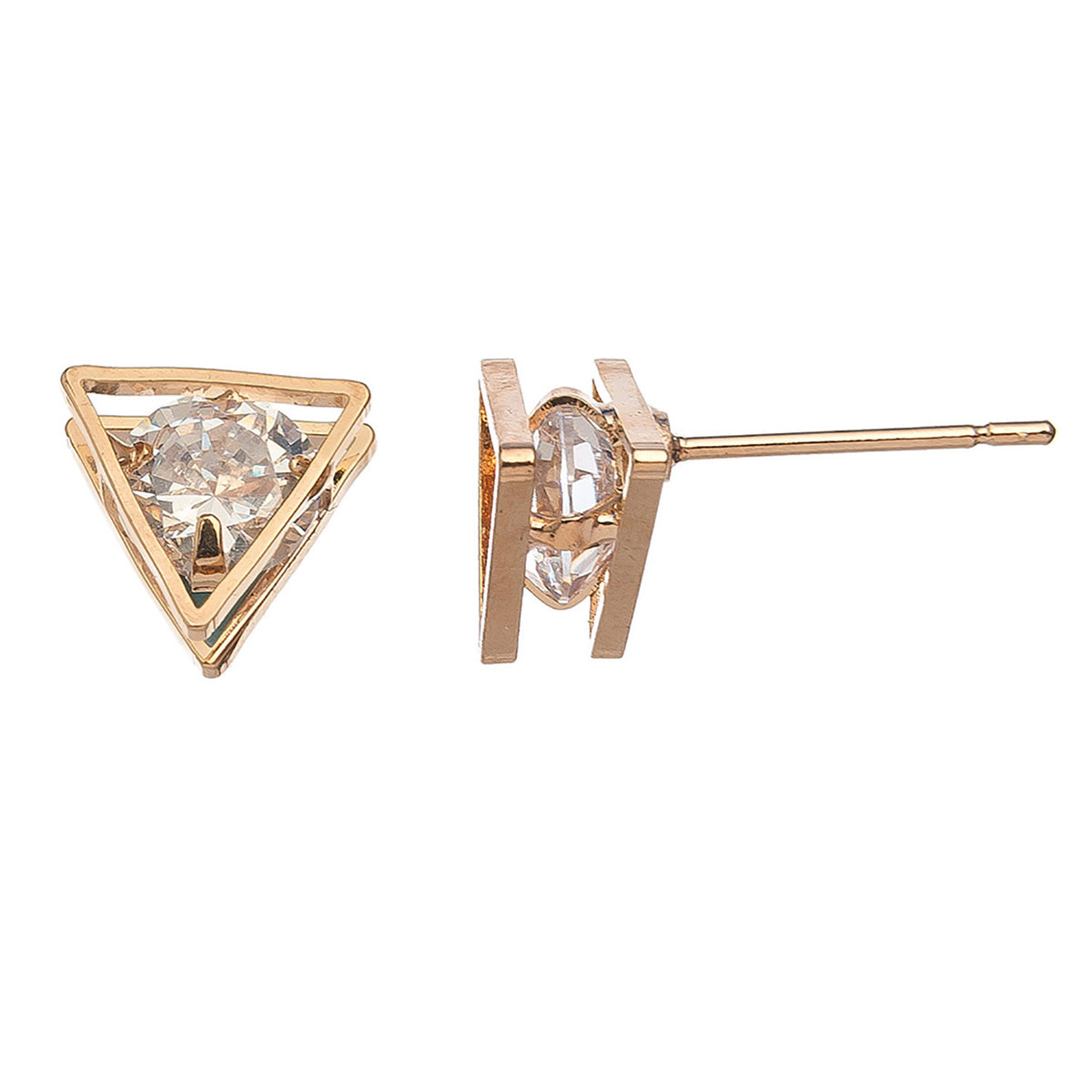 Dazzler Cubic Zirconia Triangle Frame Stud Earrings