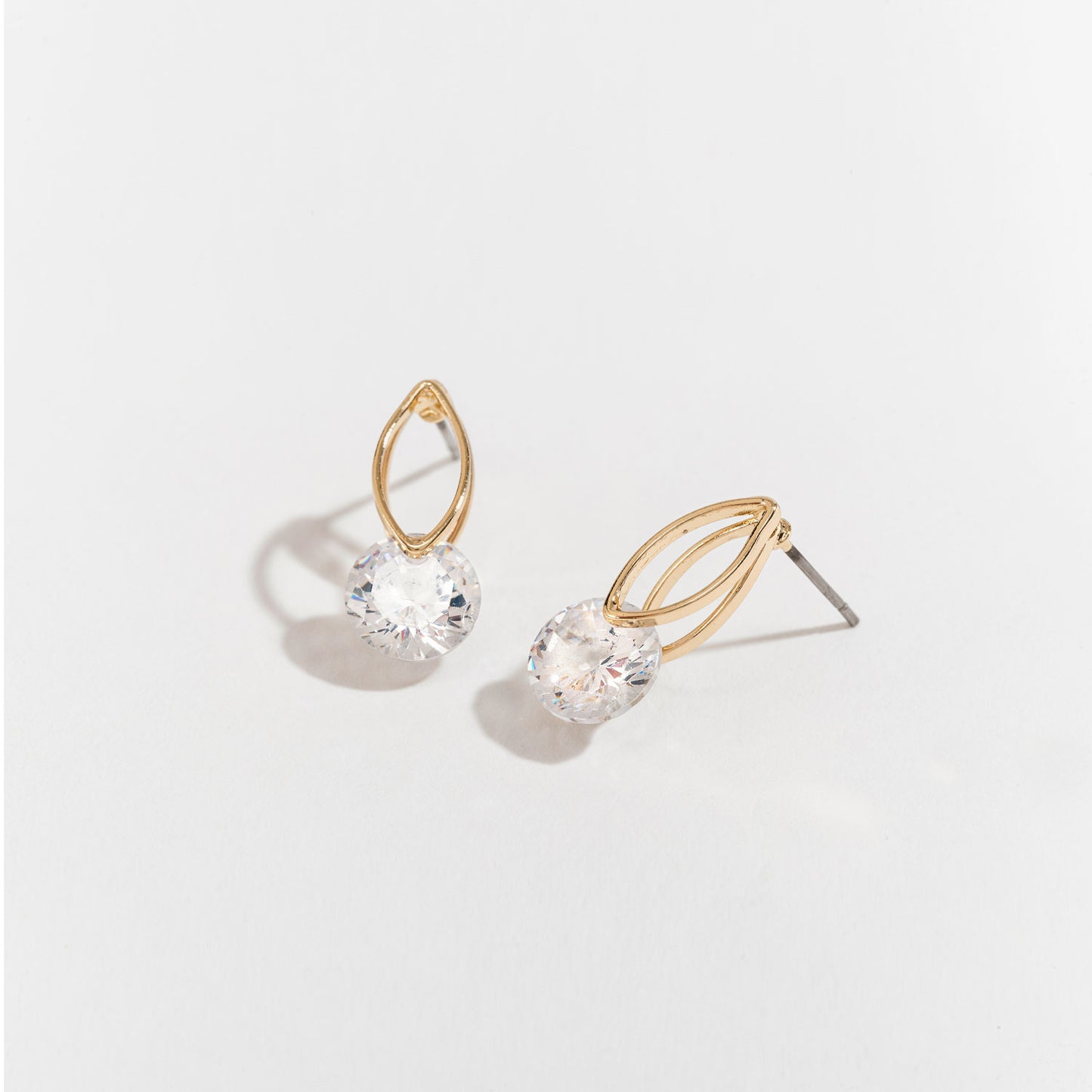 Cubic Zirconia Oval Frame Stud Earrings