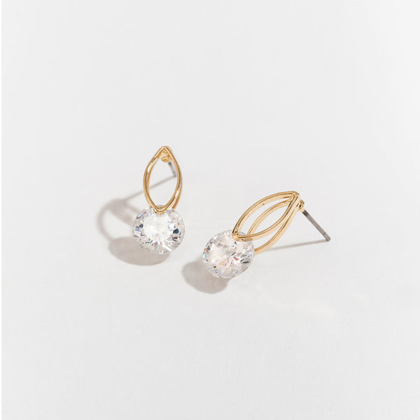 Dazzler Cubic Zirconia Oval Frame Stud Earrings