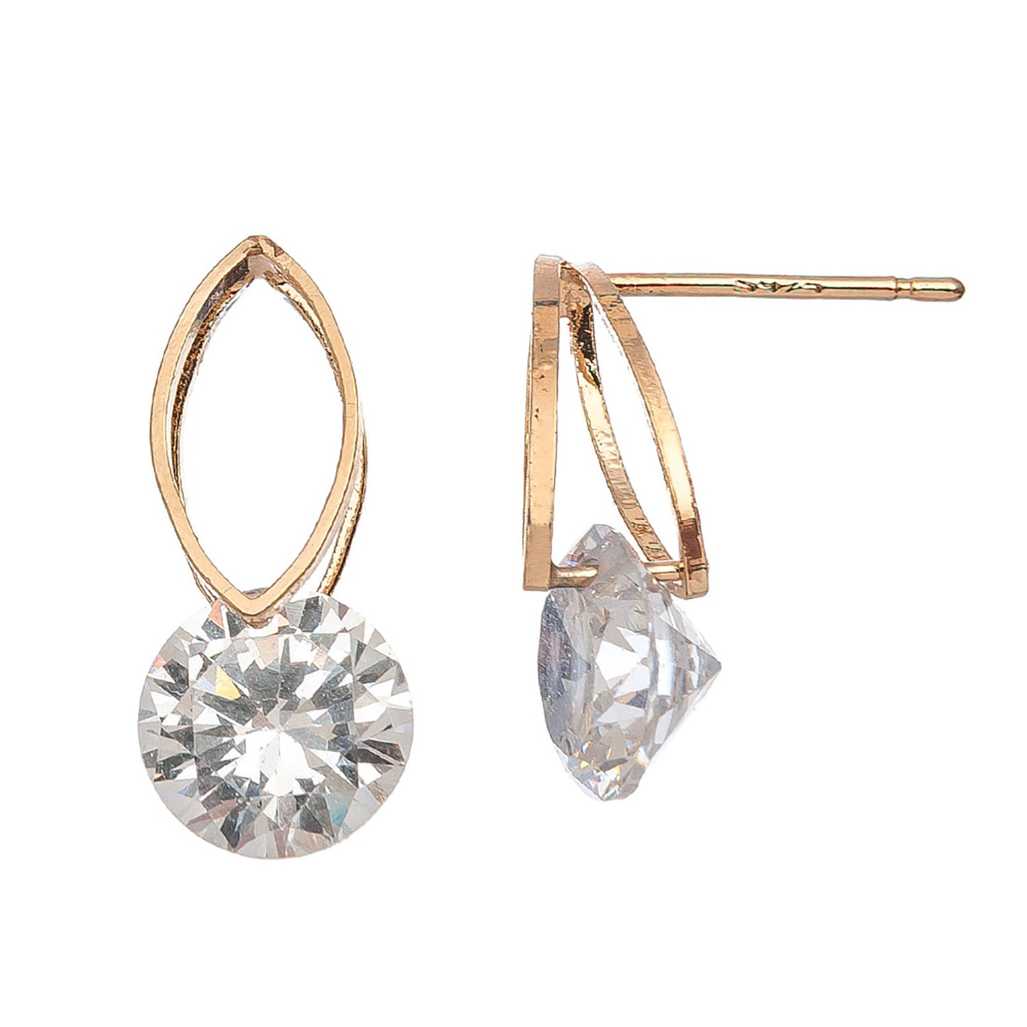 Cubic Zirconia Oval Frame Stud Earrings