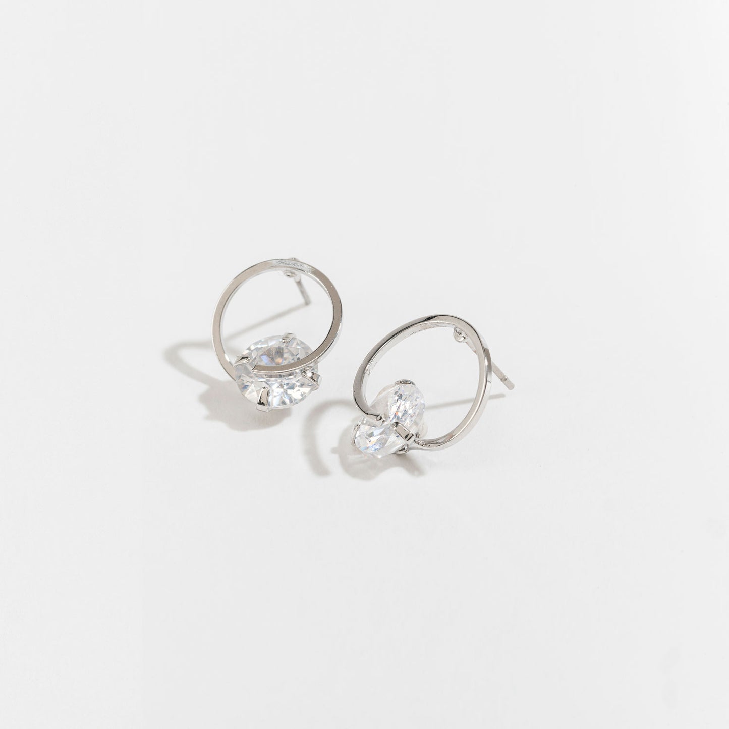 Cubic Zirconia Circle Frame Stud Earrings