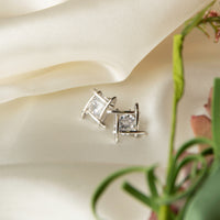 Dazzler Linked Square Cubic Zirconia Stud Earrings