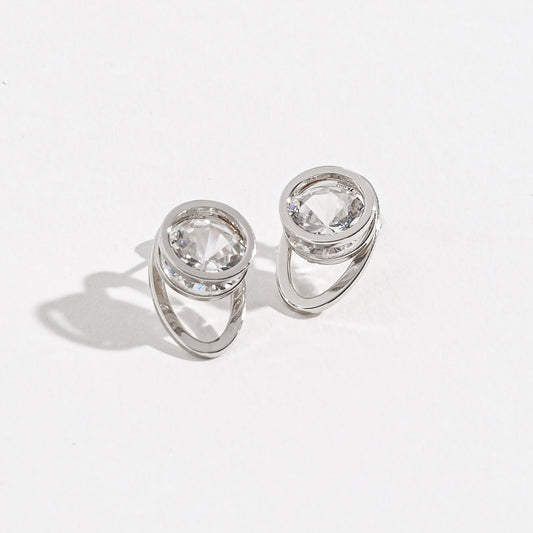 Dazzler Cubic Zirconia Oval Jacket Earrings