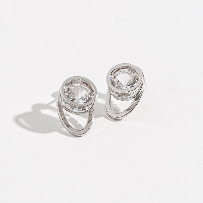 Dazzler Cubic Zirconia Oval Jacket Earrings