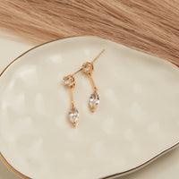 Dazzler Long Post Cubic Zirconia Drop Earrings
