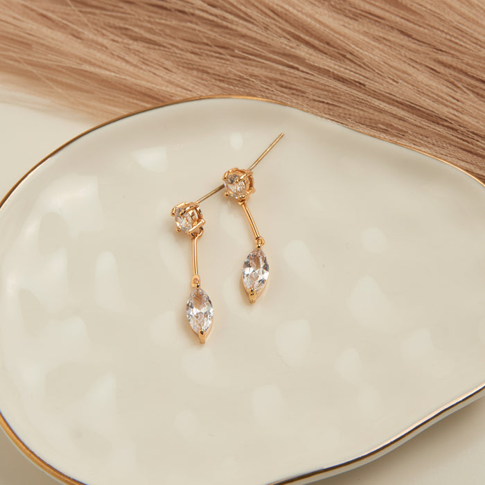 Dazzler Long Post Cubic Zirconia Drop Earrings