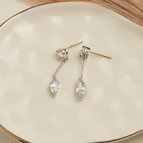 Dazzler Long Post Cubic Zirconia Drop Earrings