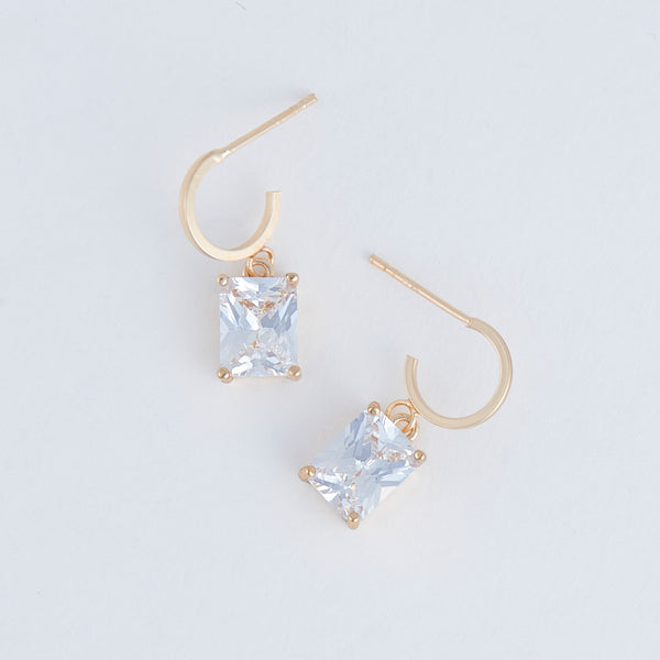 Dazzler Square Cubic Zirconia Hoop Earrings