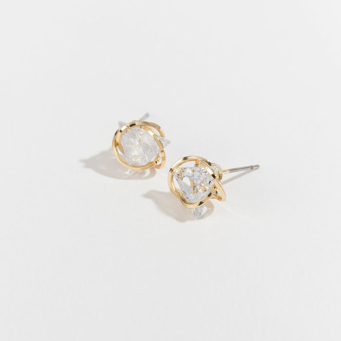 Dazzler Cubic Zirconia Triangular Stud Earrings