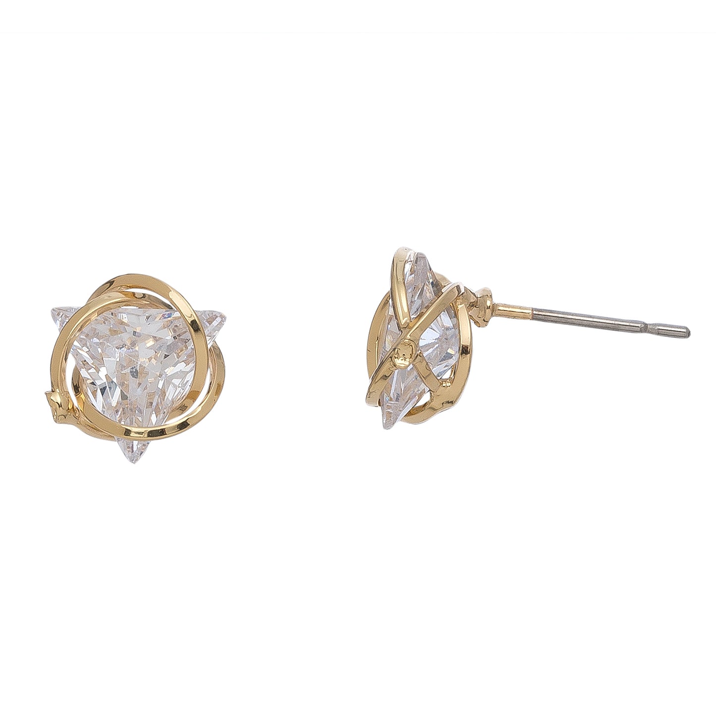 Cubic Zirconia Triangular Stud Earrings