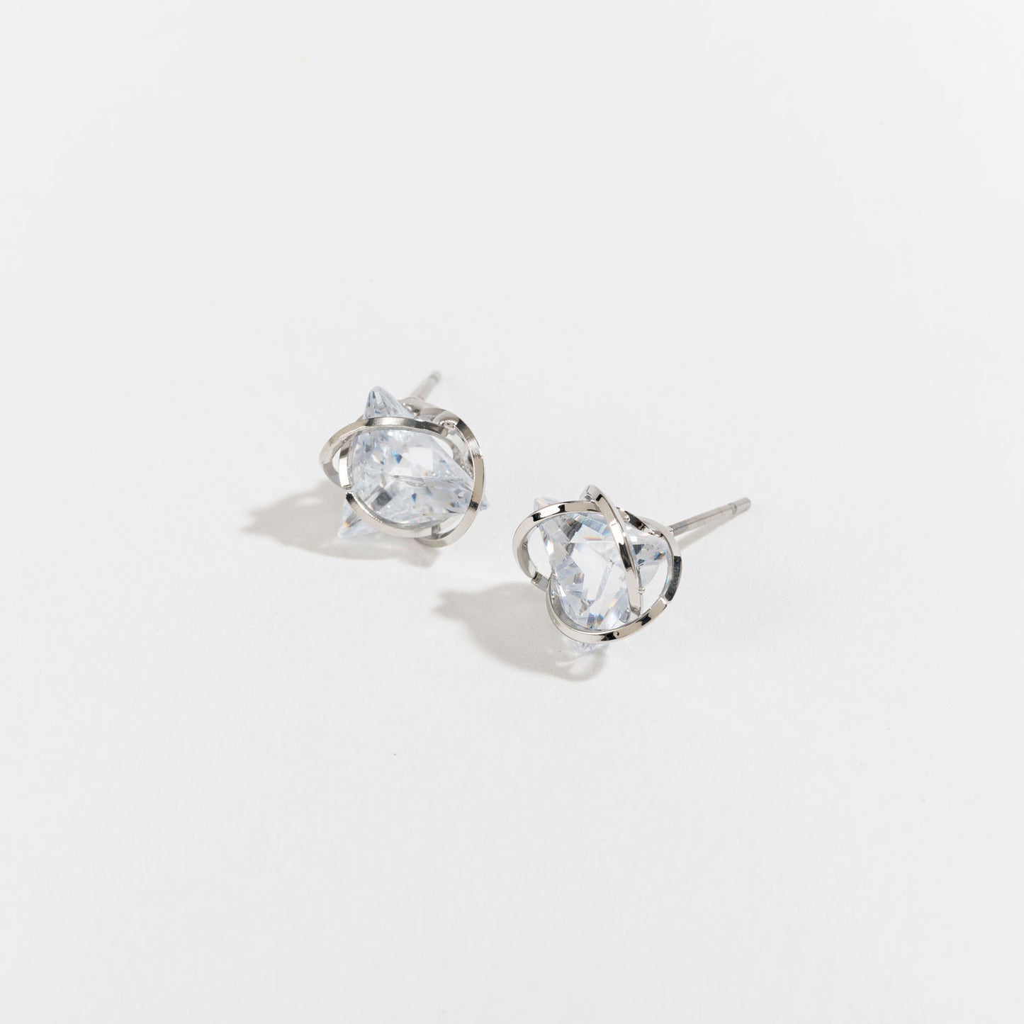 Cubic Zirconia Triangular Stud Earrings