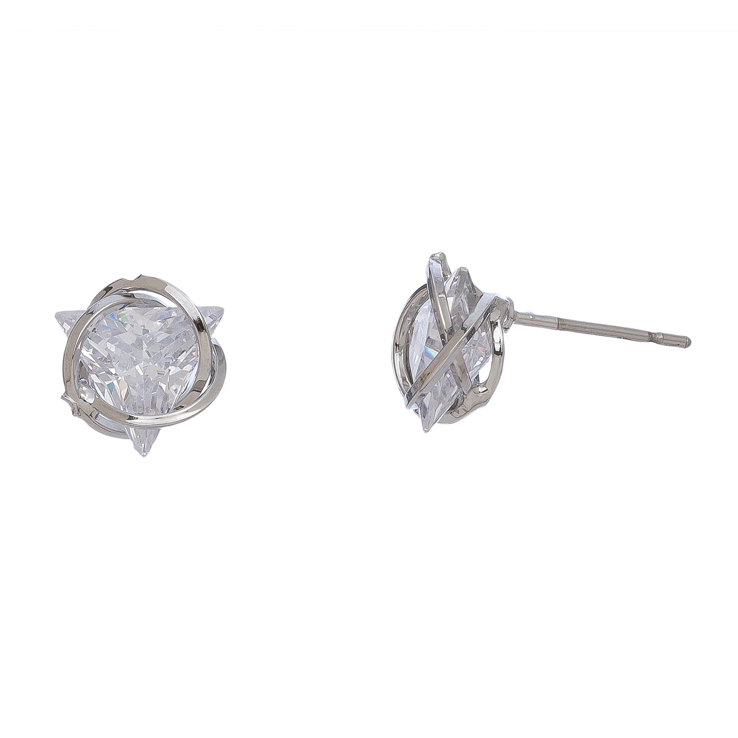 Cubic Zirconia Triangular Stud Earrings