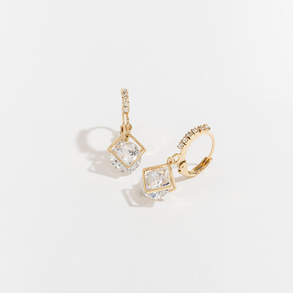 Dazzler Cubic Zirconia Diamond Shape Hoop Earrings